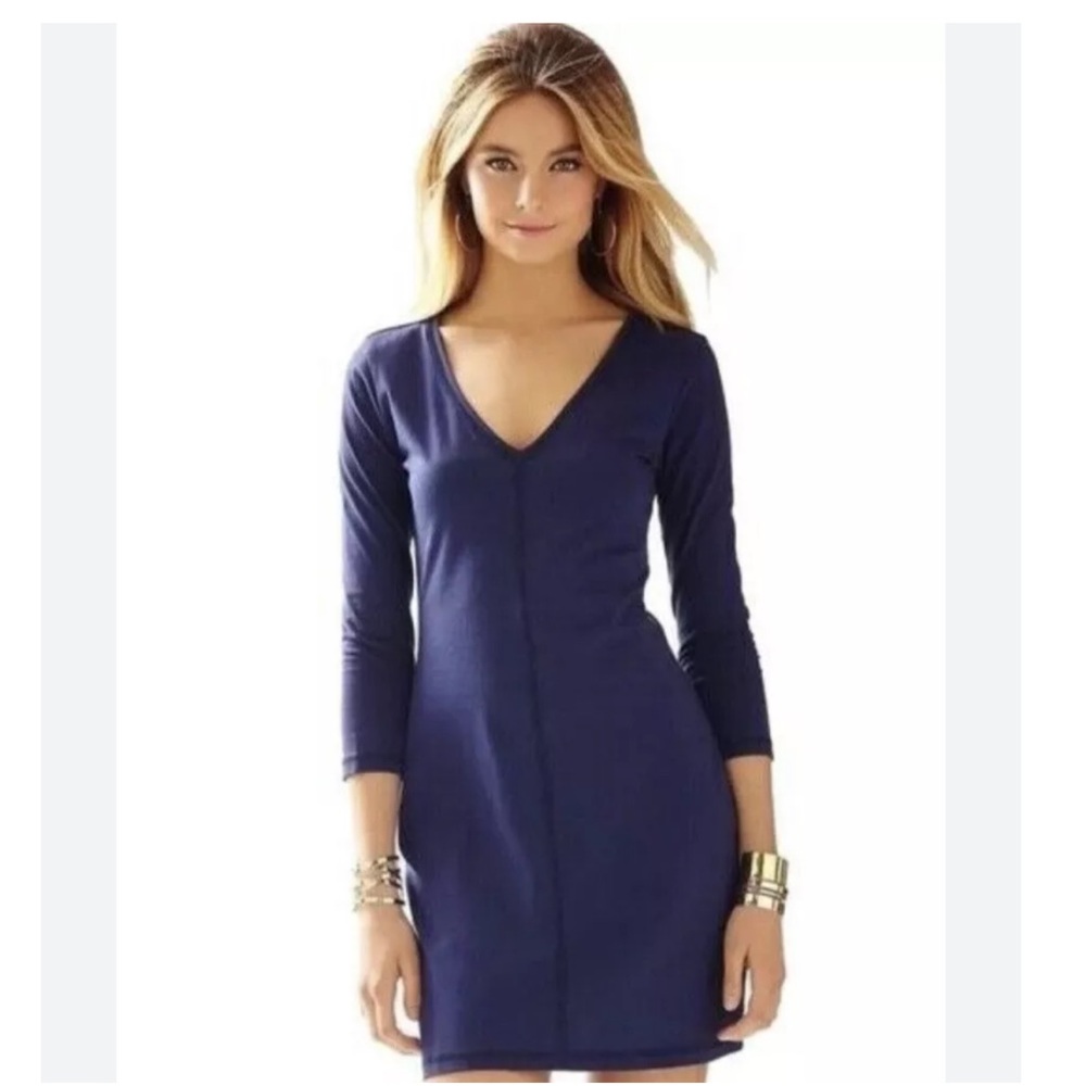 Lilly Pulitzer Women’s Navy V-Neck Long Sleeve Dress